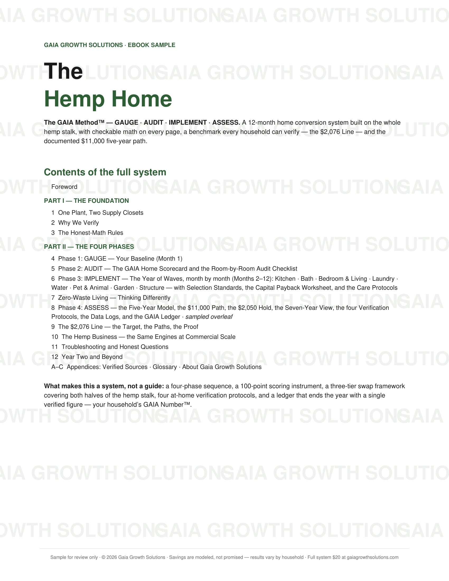 The Hemp Home: 12-Month Home Conversion System | Digital Manual