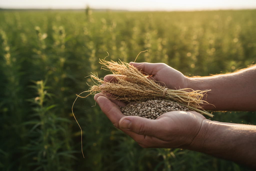 Human Hands Holding Hemp